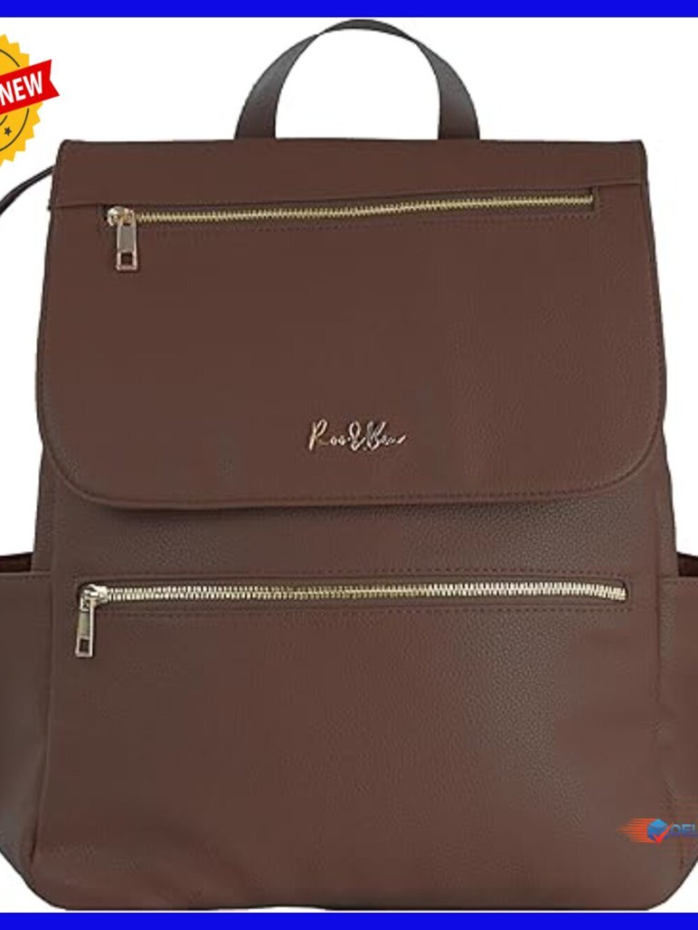 Large Vegan Leather Diaper Backpack with Laptop Compartment